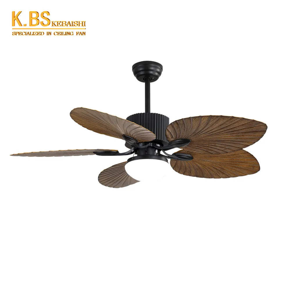 Wholesale Custom Indoor ABS Leaf Blade Fancy Light Weight Decorative Palm Ceiling Fan With Led Light