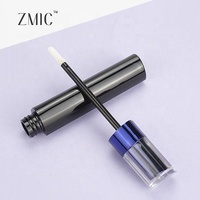 Tubes de gloss à lèvres vides uniques de 5,5 ml, flacon noir brillant et transparent, emballage personnalisé, tube de rouge à lèvres liquide en plastique