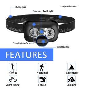 Lampe frontale LED miniature à vente rapide, rechargeable par USB, équipement de <span class=keywords><strong>camping</strong></span> et de randonnée, détection, vision nocturne - Product Image 5