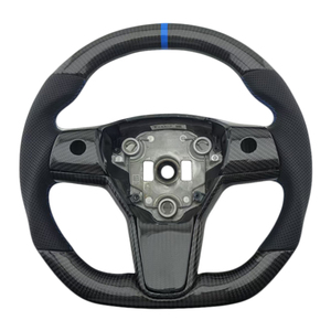 Le volant en cuir perforé en fibre de carbone le plus populaire pour Tesla Model 3 Mode Y - Product Image 1