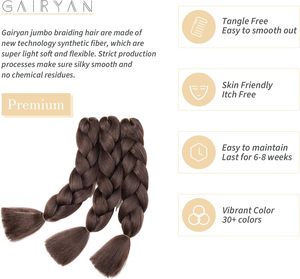 Extensiones de Cabello Trenzado Africano, Fibra de Proteína Sintética Suave de 60 cm para <span class=keywords><strong>Trenzas</strong></span> Jumbo de Ganchillo <span class=keywords><strong>con</strong></span> Doble Trama a Máquina, 3 Piezas (Mediano) - Product Image 3
