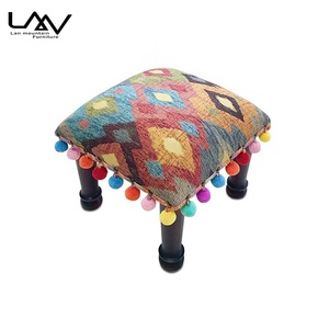 Exoticism Sofa Stool Wood Frame with Fabric Living Room Bedroom Ottoman square Stool Simple Home <strong>Small</strong> <strong>Footstool</strong> - Product Image 6