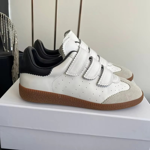 <span class=keywords><strong>Sneakers</strong></span> Basse in Vera Pelle Stile Retrò <span class=keywords><strong>con</strong></span> <span class=keywords><strong>Velcro</strong></span>, Scarpe da Ginnastica Casual Bianche alla Moda per Esterni, Scarpe da Allenamento Tedesche da <span class=keywords><strong>Donna</strong></span> - Product Image 3