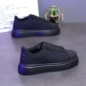 Chaussures de skate décontractées tendance pour hommes, best-seller transfrontalier, semelle épaisse en caoutchouc, hauteur accrue, tige élégante en PU, fermeture à lacets, collection Printemps - Product Image 3