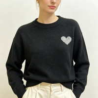 Pull en maille fine noir surdimensionné décontracté à manches longues Juniper Undefined Custom de haute qualité, OEM & ODM, collection automne