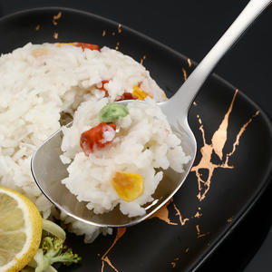 Cuchara plana cuadrada de acero inoxidable 304 de alta calidad, cuchara para servir de arroz coreano negro - Product Image 3