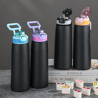 Bouteille d'eau isotherme en acier inoxydable anti-fuite avec paille intégrée, résistante au lave-vaisselle, idéale pour le bureau – Nouveauté très prisée