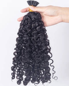 Extensiones de Cabello Humano Rizado Kinky I-Tip Mircrolinks 3B 3C, Cabello Virgen Indio con Cuentas I-Tip, Trama de Cabello Humano Natural - Product Image 3
