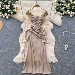 Robe longue sirène style américain d'été pour femme, coupe empire, dentelle 3D, Vestidos - Product Image 2