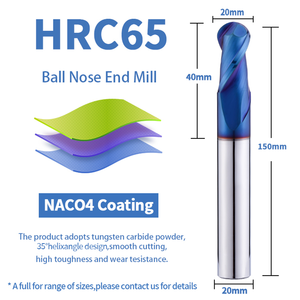 مطحنة نهاية الأنف الكروية HRC65 2-فلوت مطاحن نهاية الأنف المستديرة من الكربيد الصلب - Product Image 3