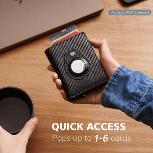 Металлический алюминиевый держатель для карт, бумажник с воздушной биркой, слот для дорожки RFID, тонкий из углеродного волокна, искусственная кожа, складной мужской кошелек - Product Image 3
