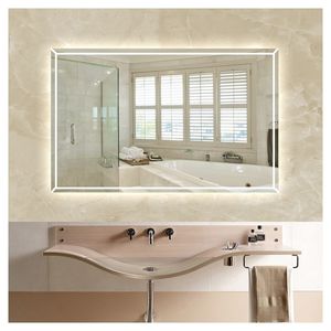 デフォガーおよび時間表示が付いている現代の壁に取り付けられたLEDミラー - Product Image 3