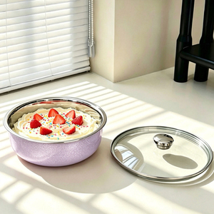 DF944 Pink Stainless Steel 304 <b>Mixing</b> <b>Bowl</b> <b>With</b> Glass <b>Lid</b> Reusable Food Storage Container For Kitchen Use - Product Image 4