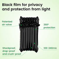 Sac d'emballage gonflable noir en forme de Q pour téléphone portable, avec coussinets à colonnes d'air pour l'expédition