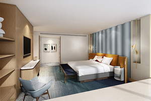 Ensemble de chambre d'<span class=keywords><strong>hôtel</strong></span> moderne de luxe sur mesure, mobilier durable en bois massif pour appartement 5 étoiles, package complet pour projet hôtelier Chine - Product Image 3