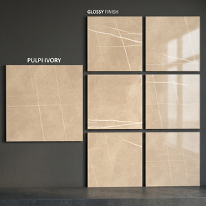 กระเบื้องพอร์ซเลนเคลือบเงา Foshan Pulpis Tan ขนาด 800x800 มม. คอลเลคชั่นหินสีเบจประณีตสำหรับพื้นที่สมัยใหม่ - Product Image 4