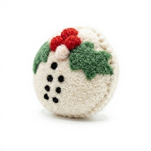 Adorno Navideño de Fieltro de Lana Hecho a Mano, Muñeco de Nieve Ecológico para Colgar en la Pared, Decoración Interior con Bordado de Aloe, Estilo Tradicional - Product Image 3