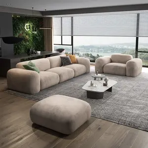 ATUNUS Nordic New Latex Straight Row Italian Minimalist Sofa Matte Velvet Cat Scratch Fabric Modular Sectional Sofa Couch Set