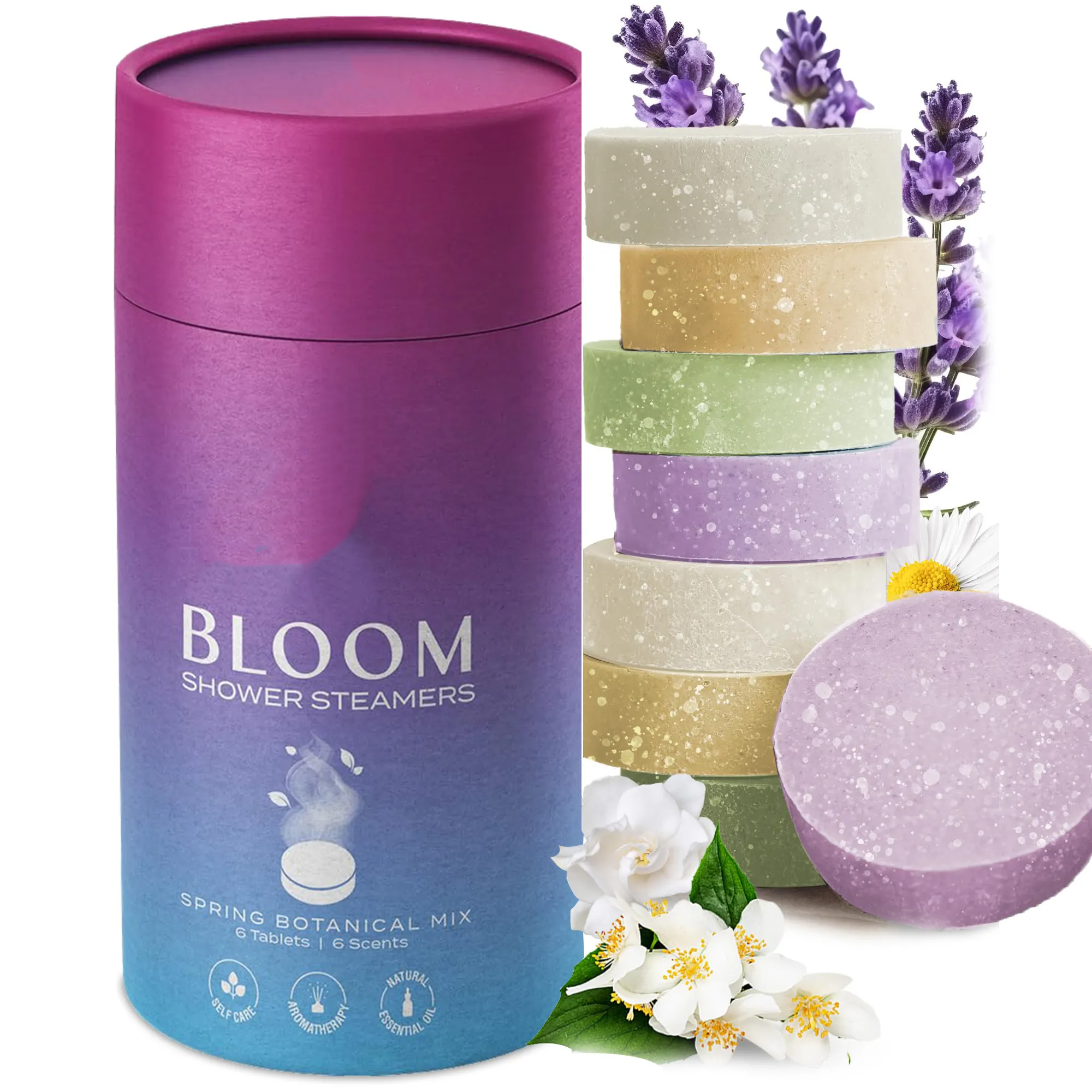 Vapeur de douche végan naturel parfumé et emballant frais organique de marque de distributeur personnalisé pour l'aromathérapie 6 comprimés