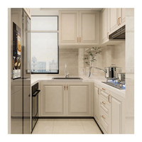 Armoire de rangement de cuisine intelligente en chêne blanc de style européen, armoire de cuisine modulaire avec îlot