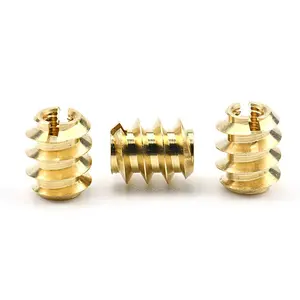 M6 M8 Elegant Pure Brass Slotted Wood Insert Nut for Furniture