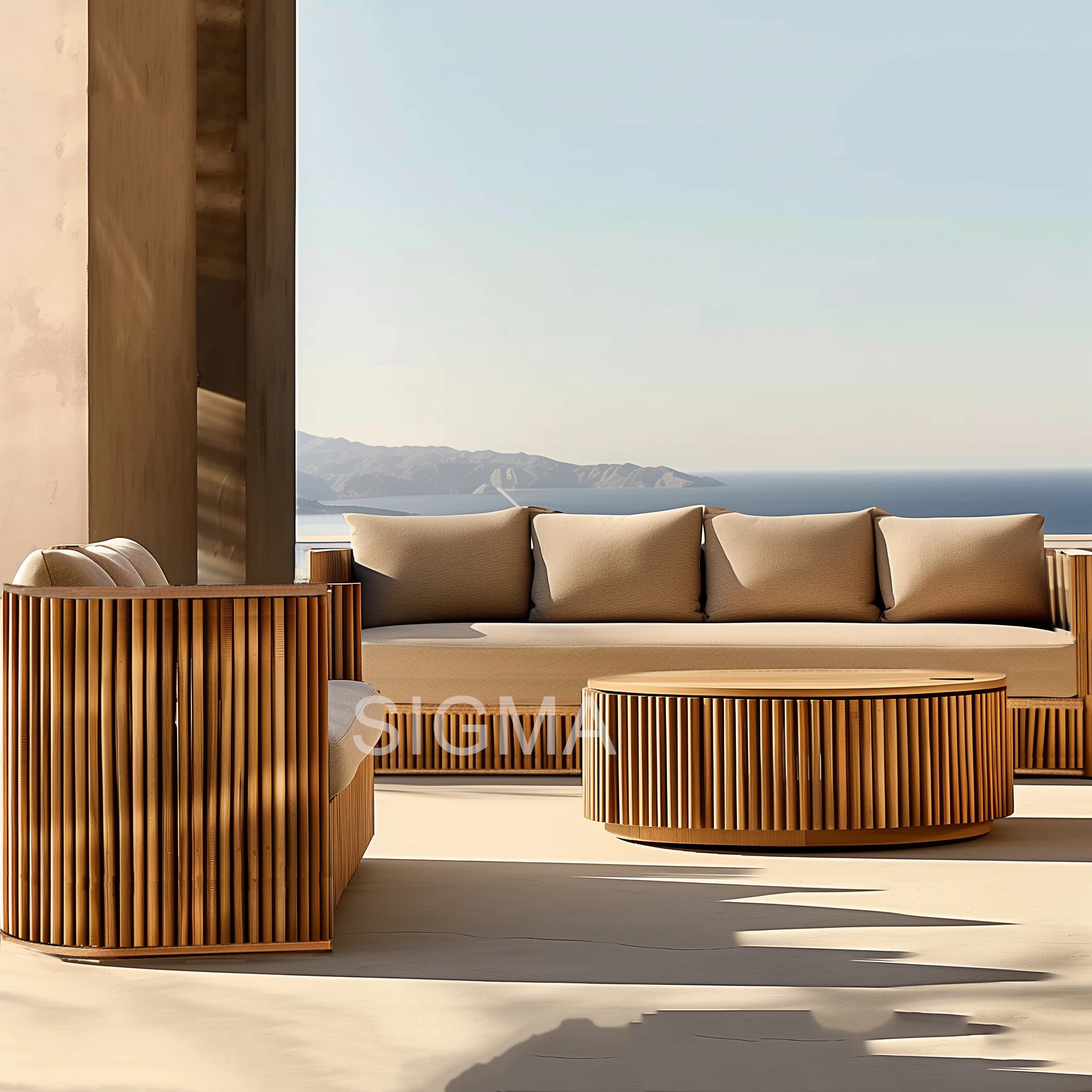 Modern Luxury Teak outdoor Sectional sofa Garden Couch furniture Set High-end all Weather Patio Teak Wooden Sofa for yard