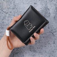 Pochette de rangement mini en cuir PU souple, couleur unie, motif dessin animé coloré, avec cordon de maintien