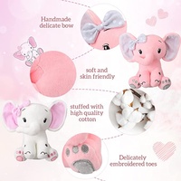 Bébé éléphant en peluche doux personnalisé jouets avec logo brodé éléphant gris rose cadeau pour les filles mignon éléphant en peluche avec nœud