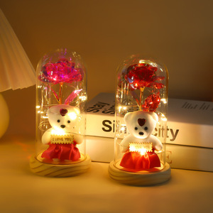 Regalo <span class=keywords><strong>de</strong></span> Navidad, <span class=keywords><strong>San</strong></span> Valentín o Cumpleaños, Luz LED, Rosas Eternas, un Mini Oso, Rosas Galaxia <span class=keywords><strong>para</strong></span> Siempre en Cúpula <span class=keywords><strong>de</strong></span> Cristal - Product Image 3