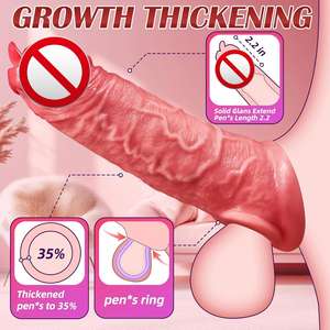 App-gesteuerter Dildo Kondom-Verstärker Männliches Sexspielzeug Silikon Gummi Verbesserter Realistischer Vibrator für Männer - Product Image 3