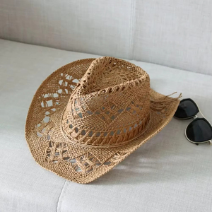 Chapeau de cowboy vintage unisexe à large bord, classique, ajouré et frisé, idéal pour la pêche, l'escalade et les activités de plein air pour hommes et femmes - Product Image 2