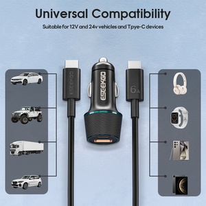 Chargeur de voiture OEM personnalisé en usine, compatibilité universelle, 52,5W QC22,5W+PD30W, avec câble de charge Type-C vers C de 3,3 pieds - Product Image 6