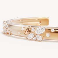 Bracelet manchette unisexe tendance en argent 925 certifié, plaqué or 18 carats, motif ailes 'I Fly' taillées en poire, avec zircon cultivé en laboratoire, vente en gros, direct fabricant