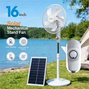 Ventilateur solaire sur pied rechargeable, 16 pouces, <span class=keywords><strong>3</strong></span> vitesses, à commande mécanique, écoénergétique, pour la maison et l'extérieur, directement de l'usine. - Product Image 1