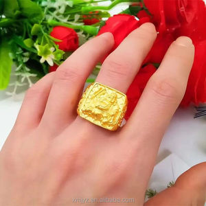 Brass Gold-Plated Maitreya Buddha Rings for Men and Women's Rings for the Middle-Aged and <strong>Elderly</strong> - Product Image 3