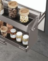 Cesto Deslizante de Armazenamento para Armário Superior de Cozinha em Liga de Alumínio e Ferro, Dourado Champanhe, com Sistema Fluorocarbono