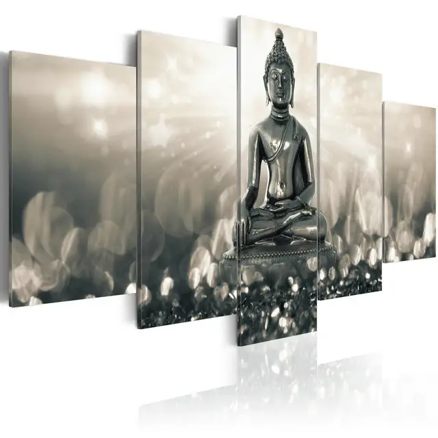 Schilderij Olie Muur Foto Canvas Print Uitgerekt Boeddha 3D Decoratie Decor Moderne Koop Custom 5 Panel Art