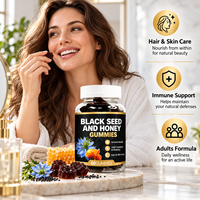 Gummies au miel de graines noires OEM ODM, 60 unités, soutien immunitaire, articulations, cheveux, peau, énergie, complément alimentaire pour adultes, marque privée