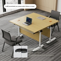 Conjunto de Mesa de Conferencia Comercial Modular de Acero Inoxidable, Plegable, Móvil, con Separador, Forma Oblonga, Diseño Moderno