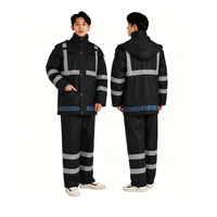 Ensemble de pluie robuste et respirant avec veste et pantalon réfléchissants pour agents de patrouille, agents de circulation, agents de sécurité, agents d'assainissement et travailleurs routiers