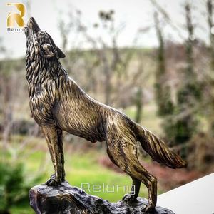 Escultura de Lobo de Bronce de Tamaño Real RELONG, Estatua de Animal Salvaje de Latón, Diseño Personalizado para Exteriores - Product Image 5