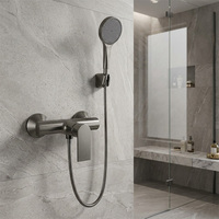 Robinet de douche mural moderne gris anthracite en laiton avec cartouche céramique, mitigeur eau chaude/froide pour ensemble de douche de villa
