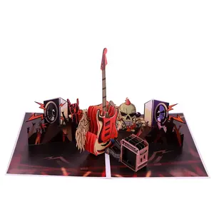 Winpsheng custom design 3d chitarra elettrica musicale pop-up card miglior regalo di compleanno