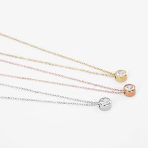 Collier en acier inoxydable avec pendentif zircon rond, pierre <span class=keywords><strong>de</strong></span> <span class=keywords><strong>naissance</strong></span> des 12 mois, cadeau exquis pour elle - Product Image 2