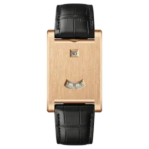 Reloj Rectangular de Pulsera para Hombre, Estilo Vintage Retro de Cuarzo, Correa de Cuero Vacuno, Acero Inoxidable, Resistente al Agua, Cronómetro - Product Image 1