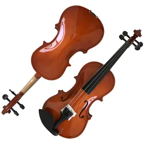 Lower price string musical instruments gloss dark red brown maple wood beginner violin for sale