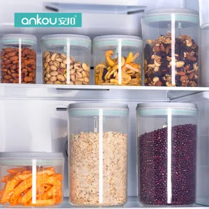 Ankou Seal organizador de almacenamiento de cocina BPA Cajas de almacenamiento de cereales gratis Contenedor de almacenamiento de alimentos de plástico hermético de un botón
