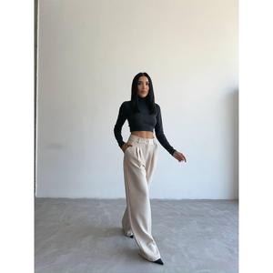 Pantalones Casuales Holgados Beige para Mujeres y Niñas, Transpirables, con Cintura Elástica, Estilo Coreano y Gótico, Lavado de Color - Product Image 4