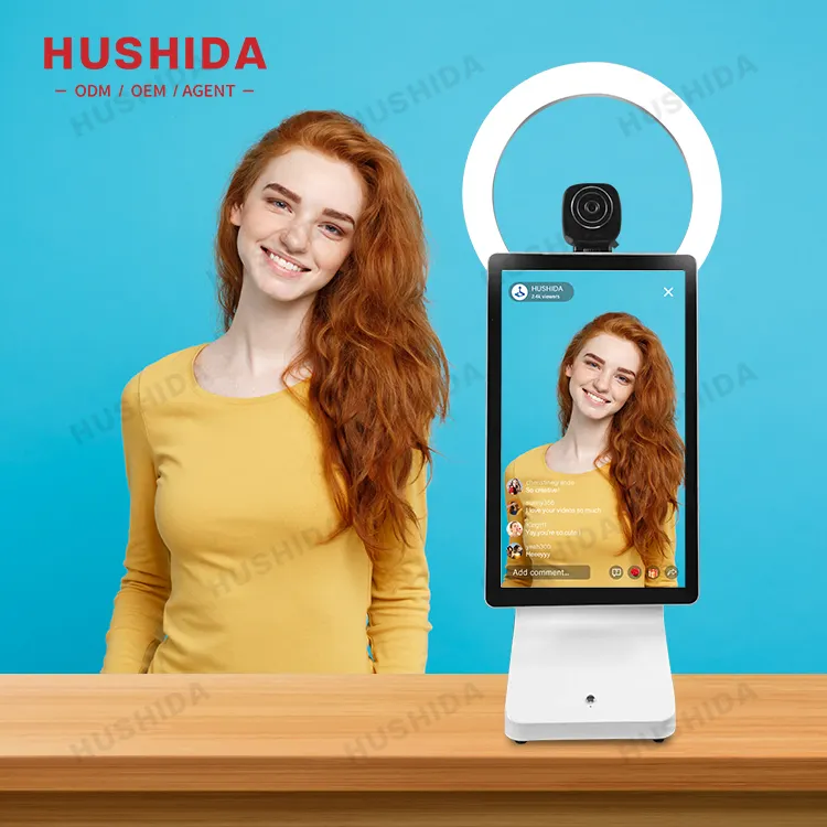 HUSHIDA多言語LCDタッチスクリーンライブストリーミングカメラモバイルモニター機器はさまざまなAPPソフトウェアをサポートします