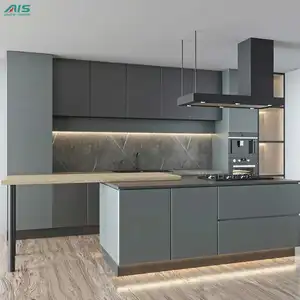 AIS Set completo mobili da cucina stile moderno di fascia alta personalizza armadio da cucina armadio da cucina in Pvc grigio per appartamento